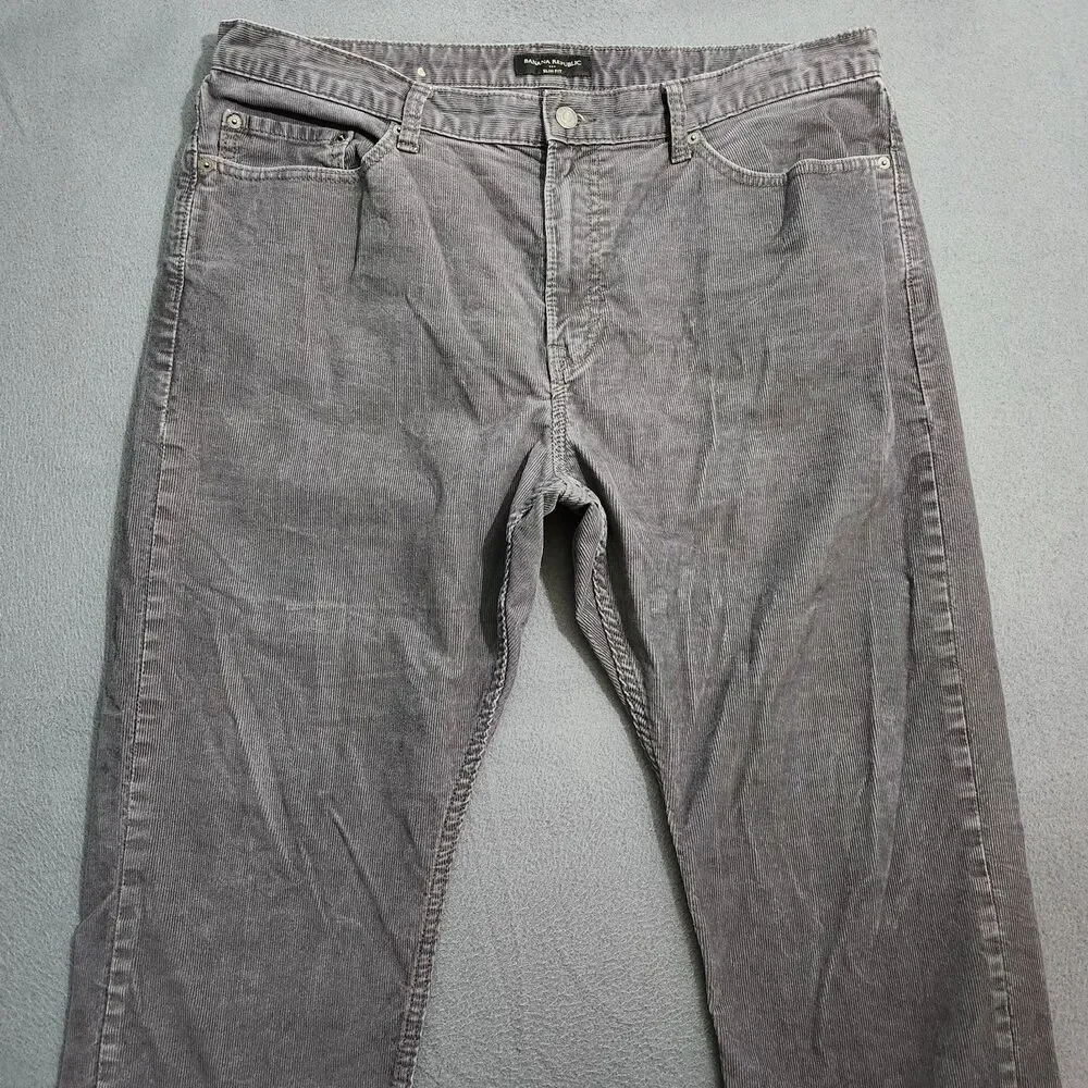 Banana Republic Corduroy Pants Men 38X30 (39X28) Forged Iron Gray Slim Fit